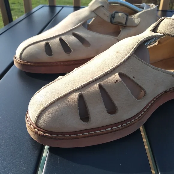 Men's Vintages Roots Leather Shoes, Sandals, Size 10.5D, Light Tan / Nude - Picture 2 of 13